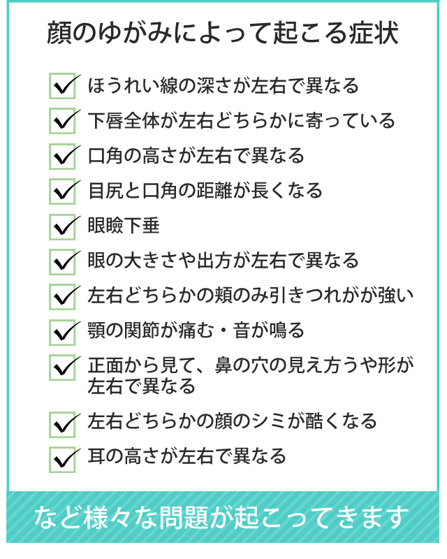 顔の歪みによって起こる症状