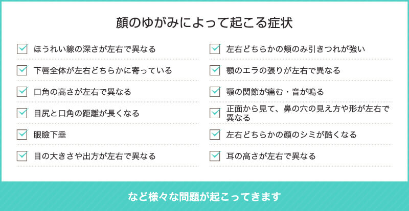 顔の歪みによって起こる症状