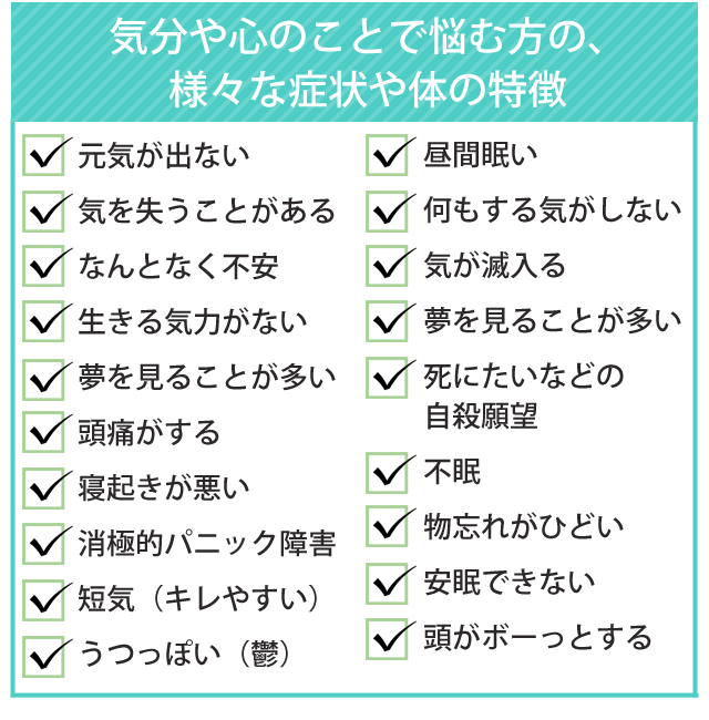 様々な症状や身体の特長